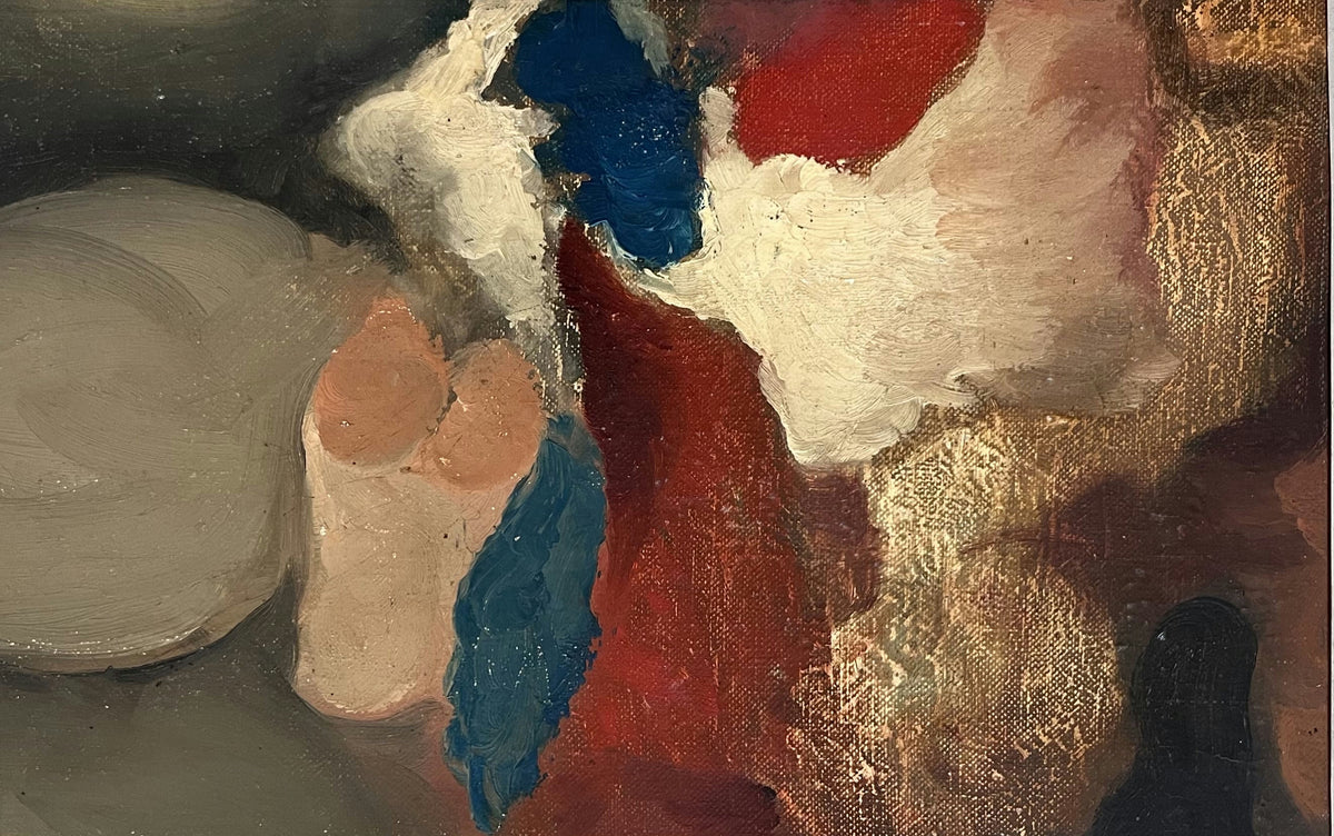 Original Mixed media 'Abstract Forms in Red Blue Grey' by Mohammad Bushnaq