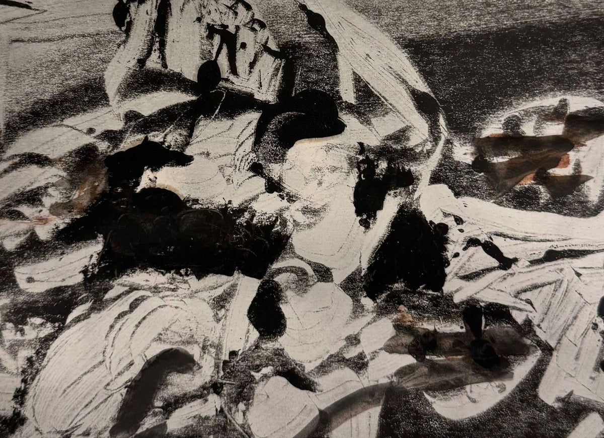 Original Mixed media 'Black and White Abstract Mixed Media' by Mohammad Bushnaq