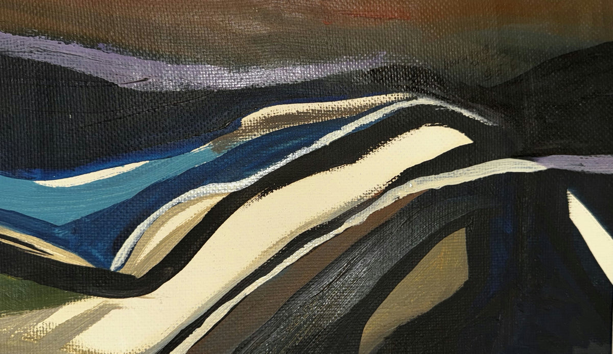 Original Mixed media 'Abstract Dark Layered Landscape Forms' by Mohammad Bushnaq