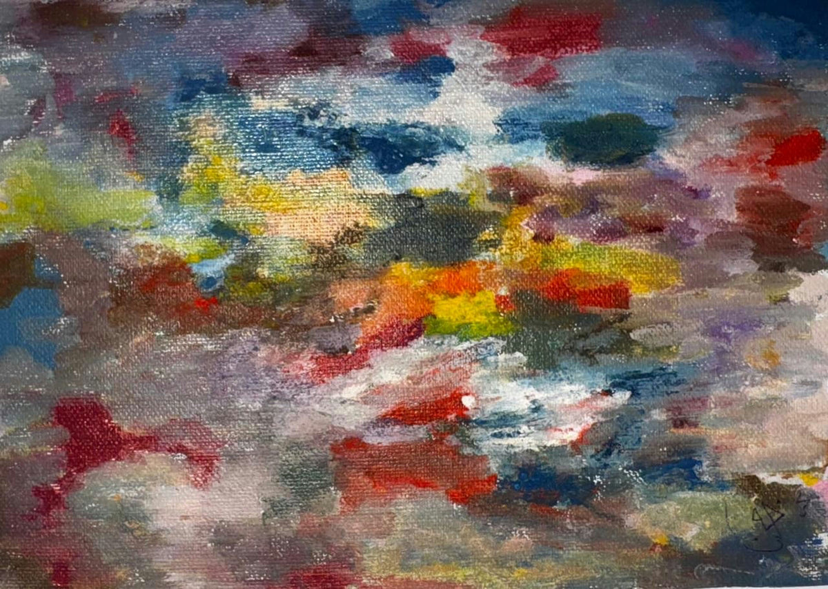 Original Mixed media 'Colorful Abstract Mixed Media Work' by Mohammad Bushnaq