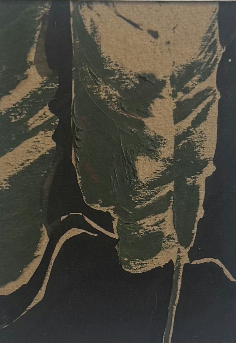 Original Mixed media 'Abstract Green and Brown Mixed Forms' by Mohammad Bushnaq
