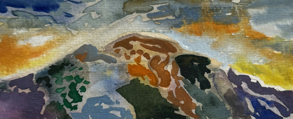 Original Mixed media 'Abstract Mountain Landscape with Sky' by Mohammad Bushnaq  