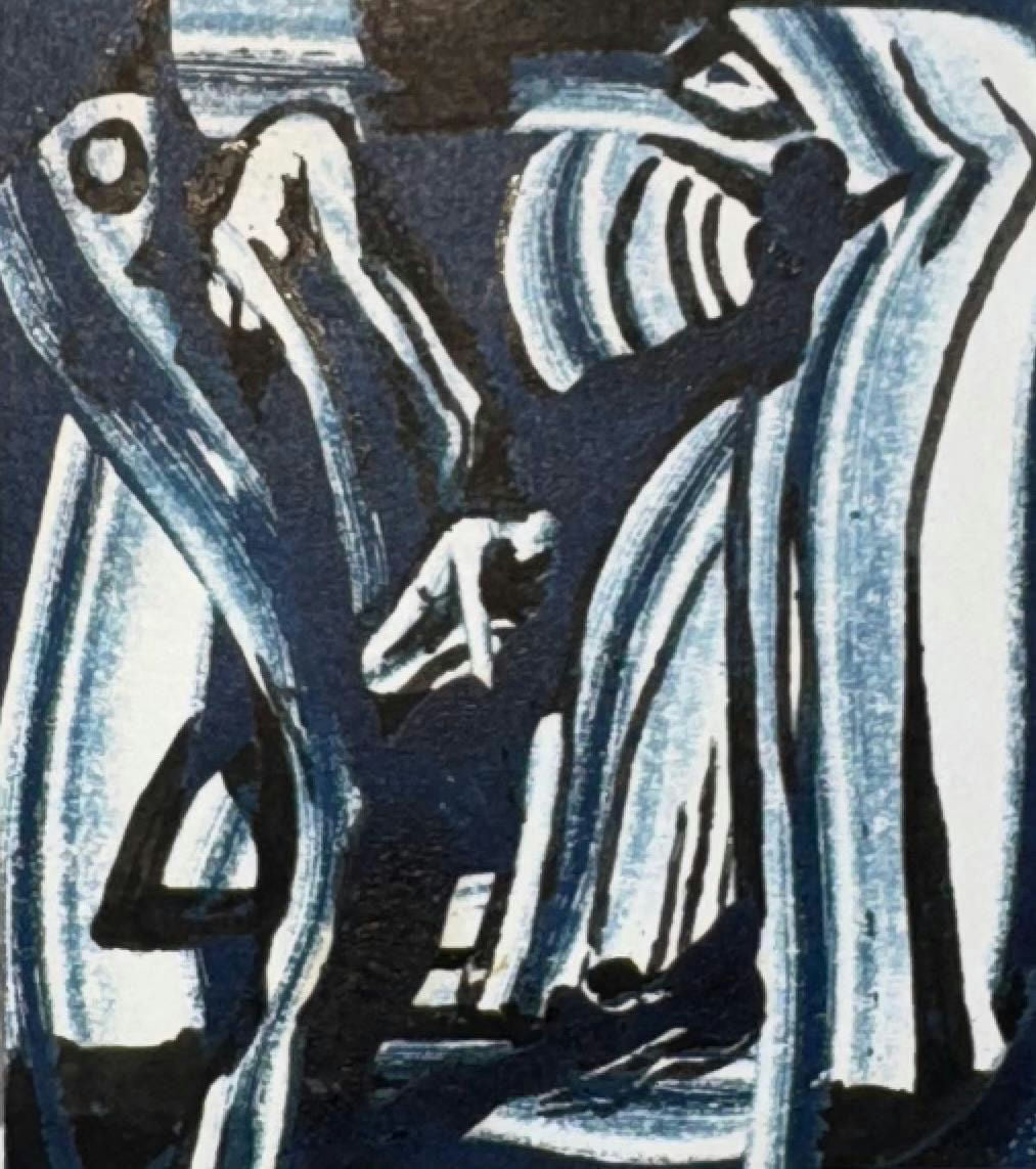Original Mixed media 'Draped Figures Surrounding Small Person' by Mohammad Bushnaq