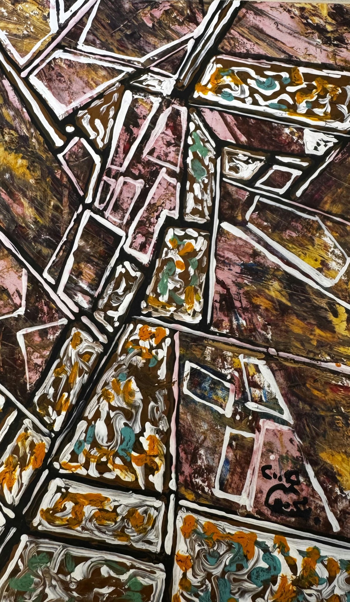 Original Mixed media 'Abstract Geometric Architecture Mixed Media' by Mohammad Bushnaq