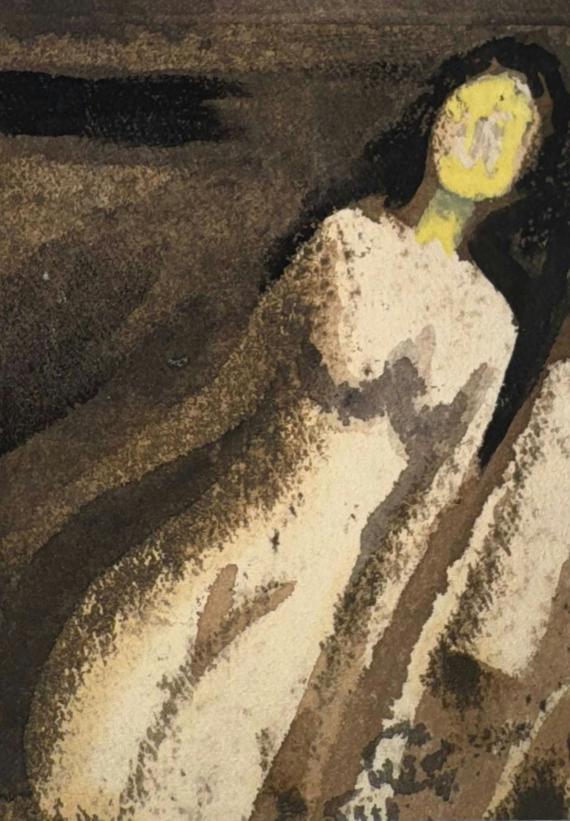 Original Mixed media 'Solitary Figure in Dark Background' by Mohammad Bushnaq