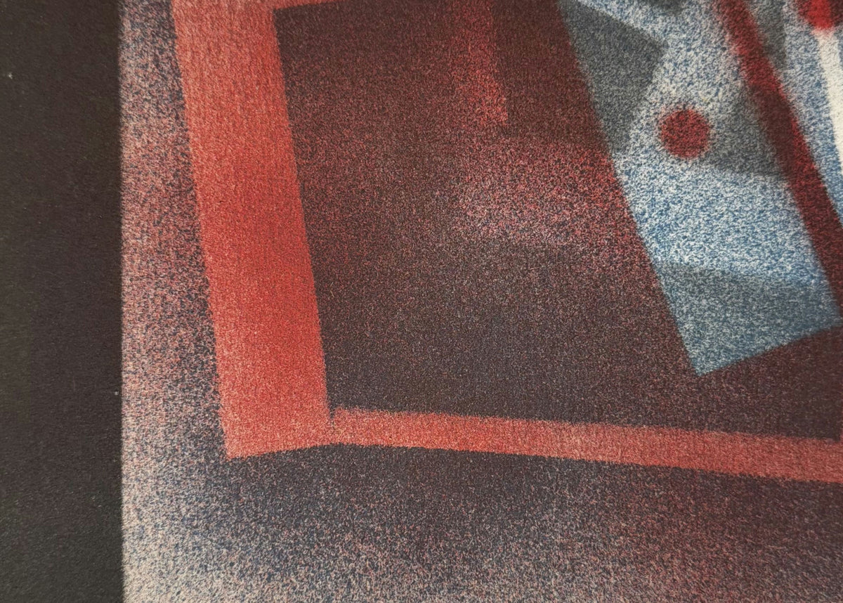 Original Mixed media 'Red and Blue Geometric Abstract Forms' by Mohammad Bushnaq