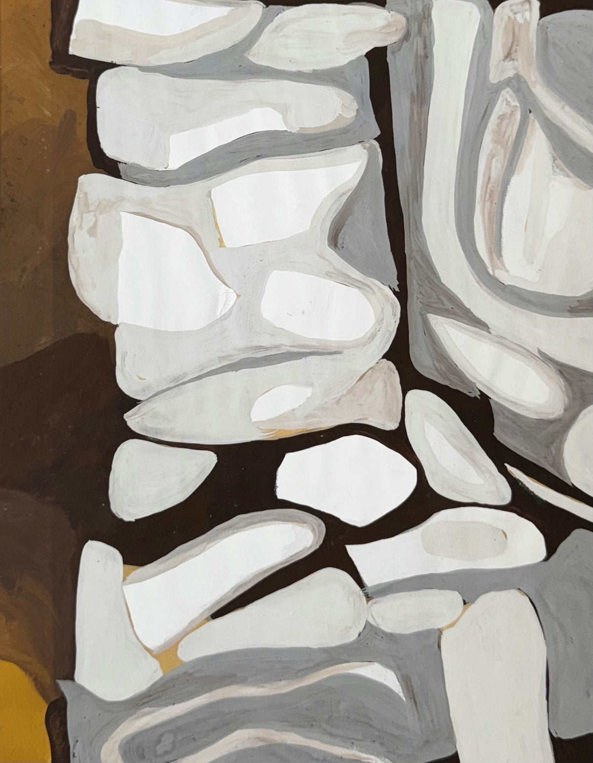 Original Mixed media 'Abstract White Stone Forms on Dark Ground' by Mohammad Bushnaq