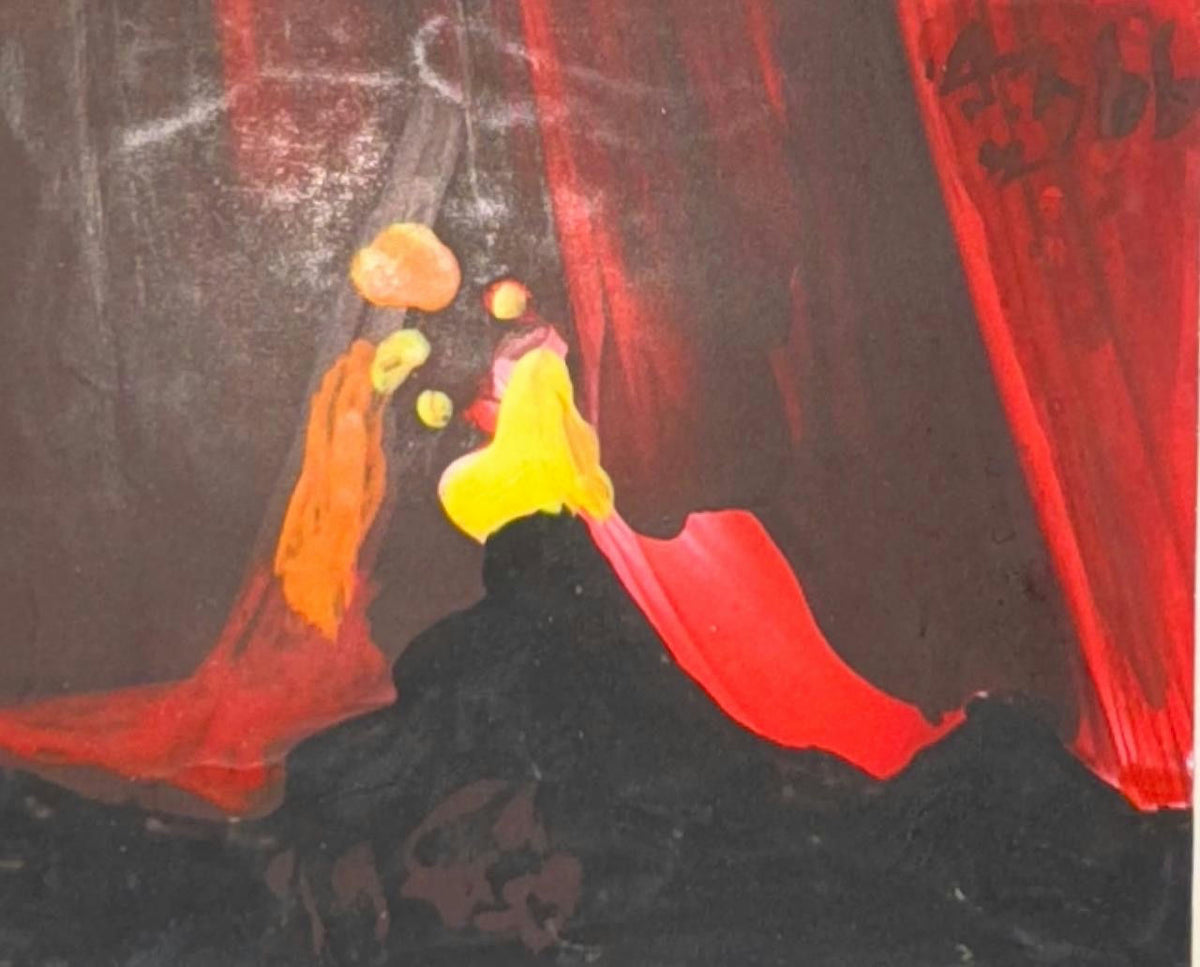 Original Mixed media 'Abstract Flame and Red Drape' by Mohammad Bushnaq