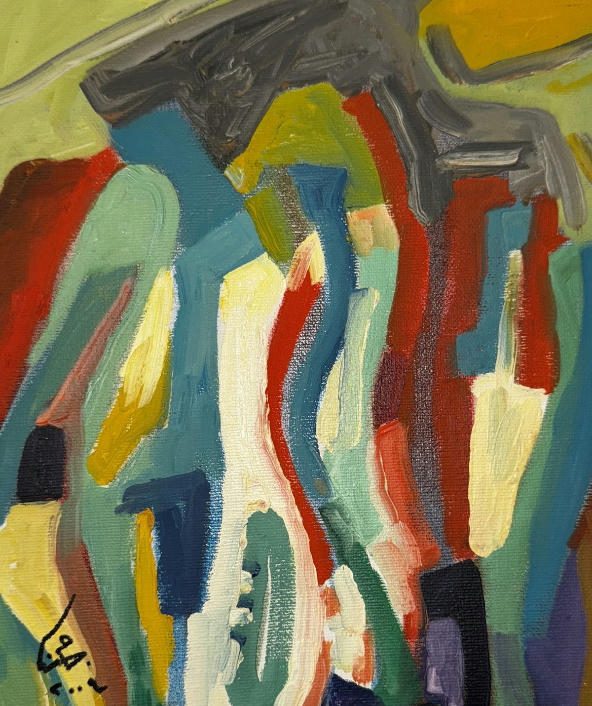 Original Mixed media 'Colorful Abstract Vertical Forms' by Mohammad Bushnaq