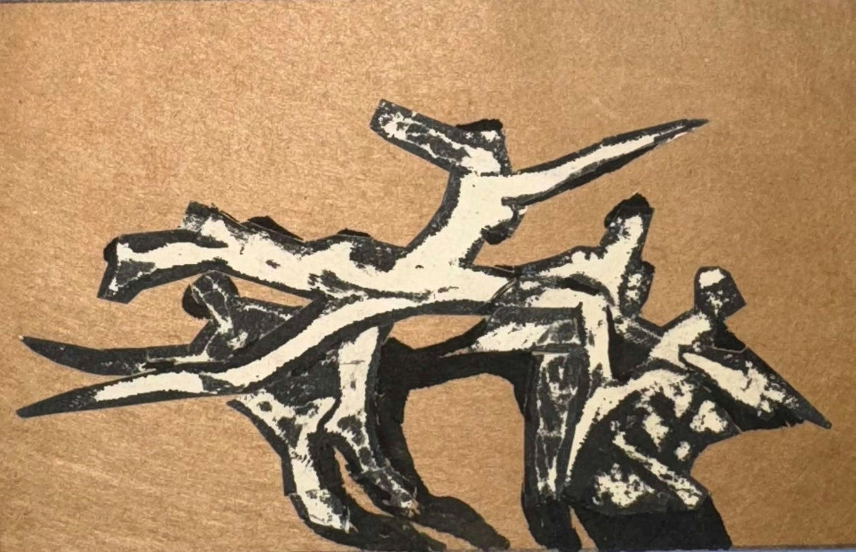Original Mixed media 'Abstract Figures in Dynamic Motion' by Mohammad Bushnaq