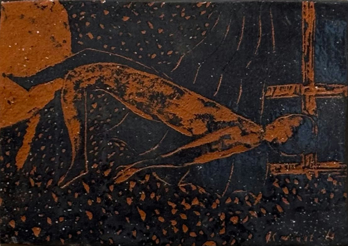 Original Sculptures & Ceramics 'Reclining Figure on Dark Background' by Kamal Abu Halawa