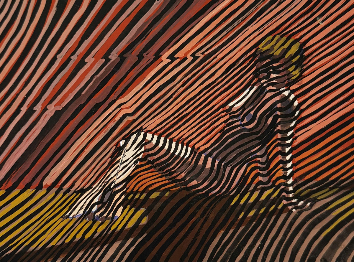 Original Mixed media 'Reclining Figure in Striped Abstraction' by Mohammad Bushnaq