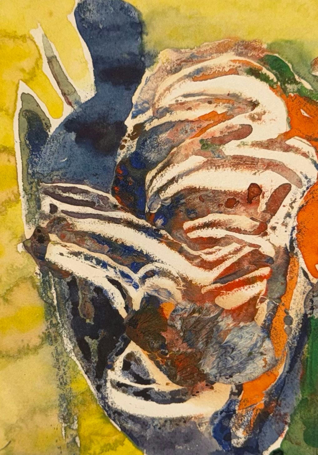 Original Mixed media 'Abstract Figure with Layered Forms' by Mohammad Bushnaq