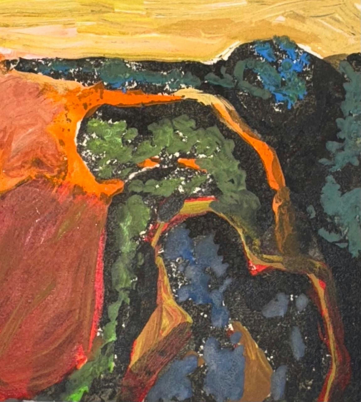 Original Mixed media 'Dark Canyon with Orange Cliffs' by Mohammad Bushnaq