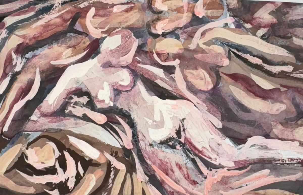 Original Mixed media 'Intertwined Abstract Figures in Motion' by Mohammad Bushnaq