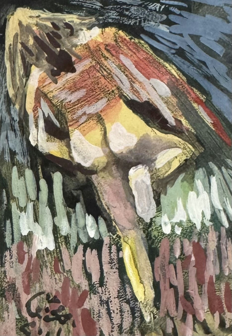 Original Mixed media 'Abstract Figure in Layered Colors' by Mohammad Bushnaq