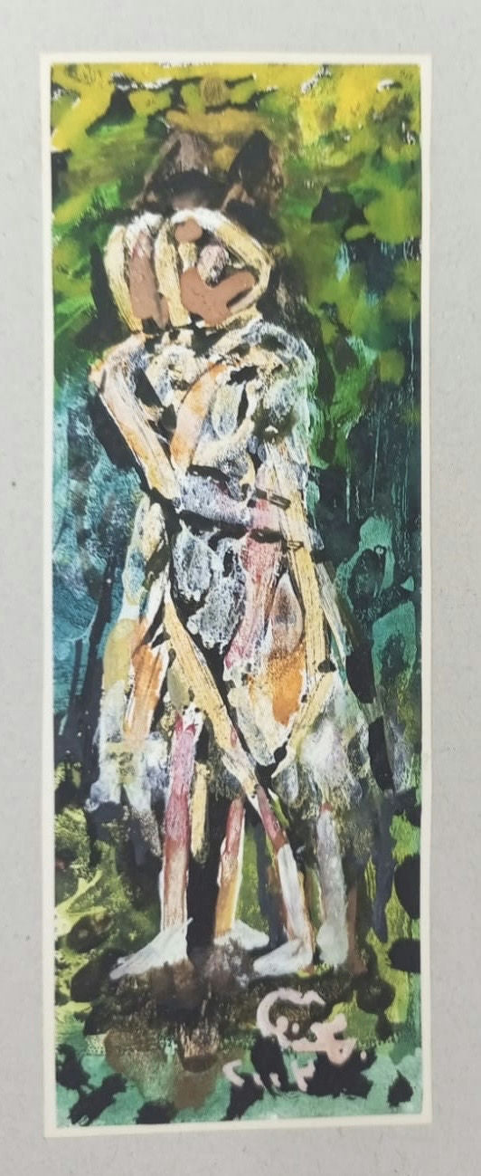 Original Oil 'Two Figures Embracing in Green Forest' by Mohammad Bushnaq