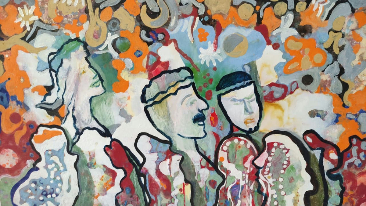 Original Acrylic 'Group of Abstract Human Figures' by Mohammad Bushnaq