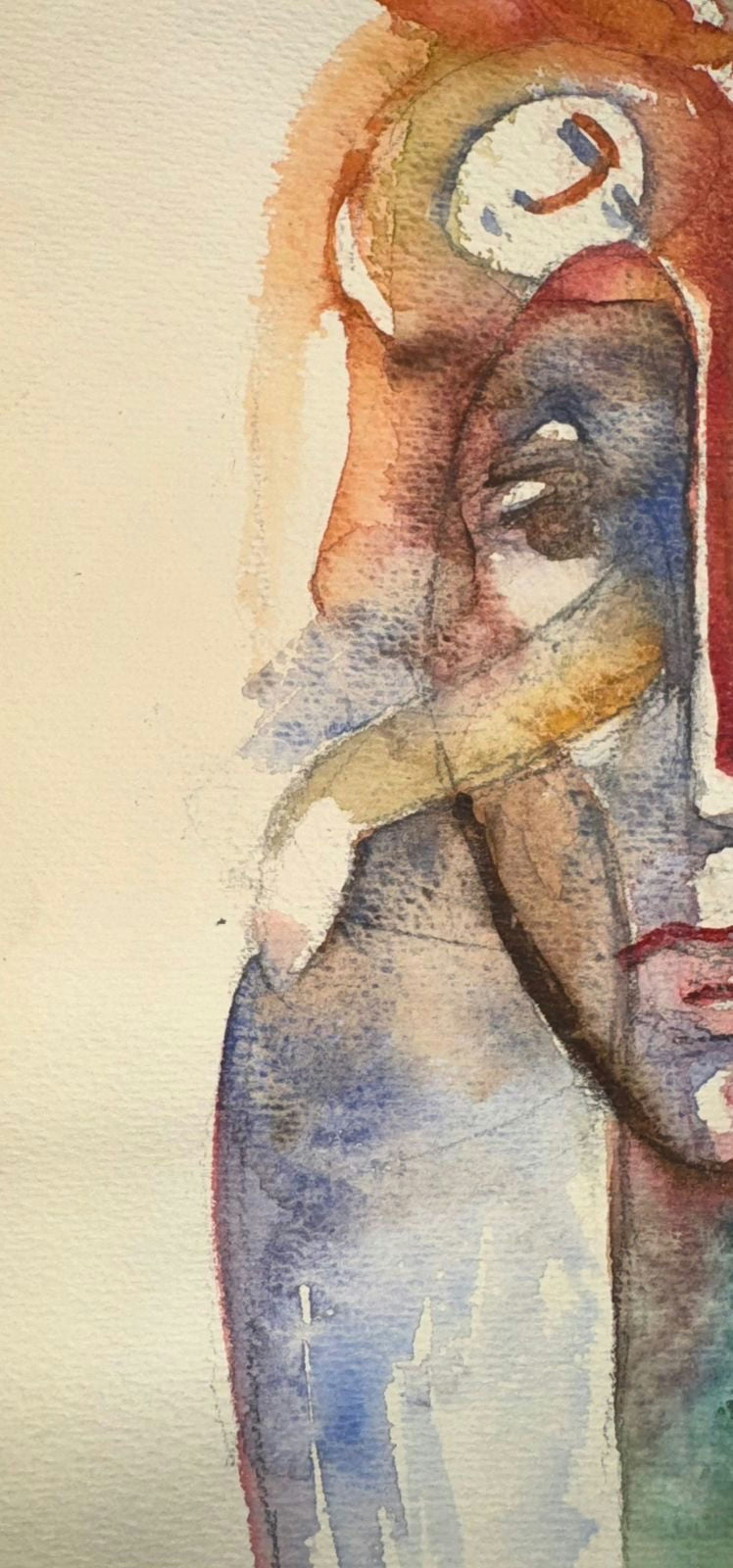 Original Mixed media 'Abstract Figure with Arabic Calligraphy' by Mohammad Bushnaq