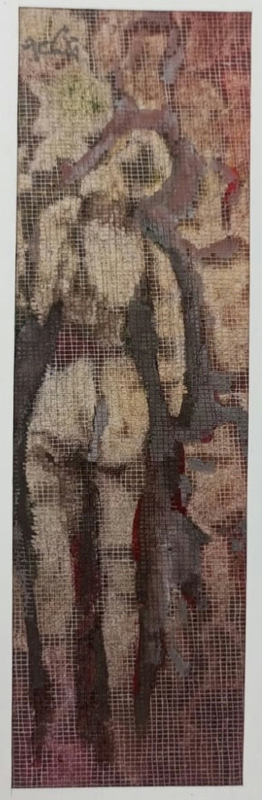 Original Mixed media 'Standing Figure on Textured Background' by Mohammad Bushnaq