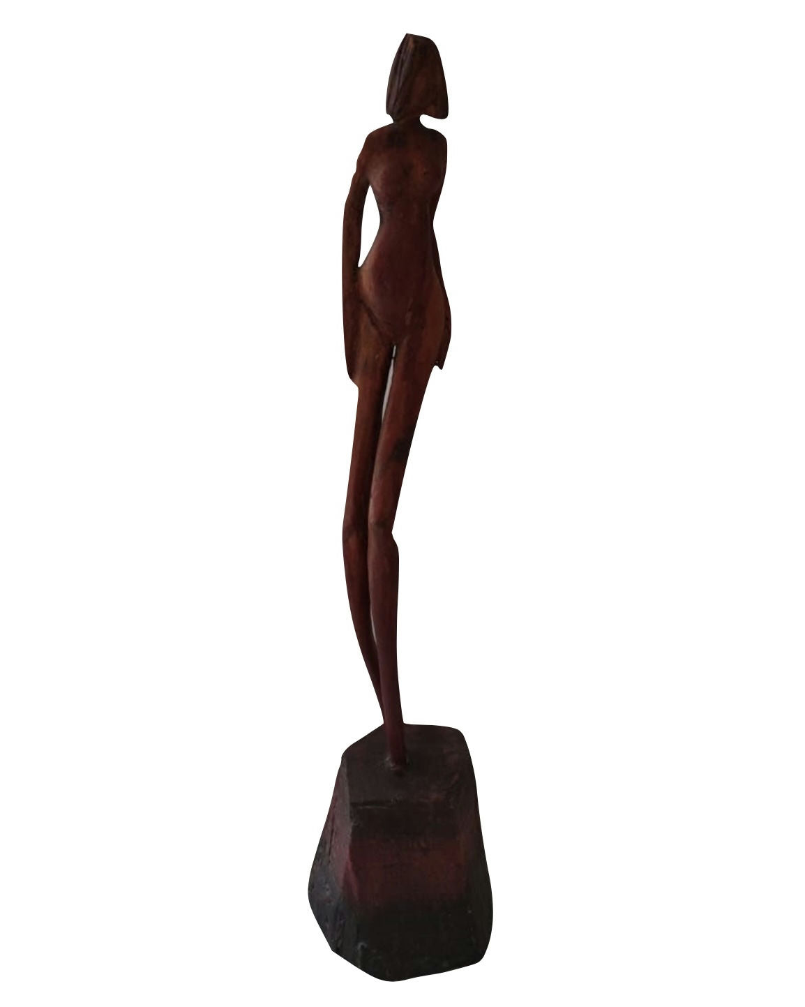 Original Sculptures & Ceramics 'Tall Slender Female Wood Figure' by Mohammad Bushnaq