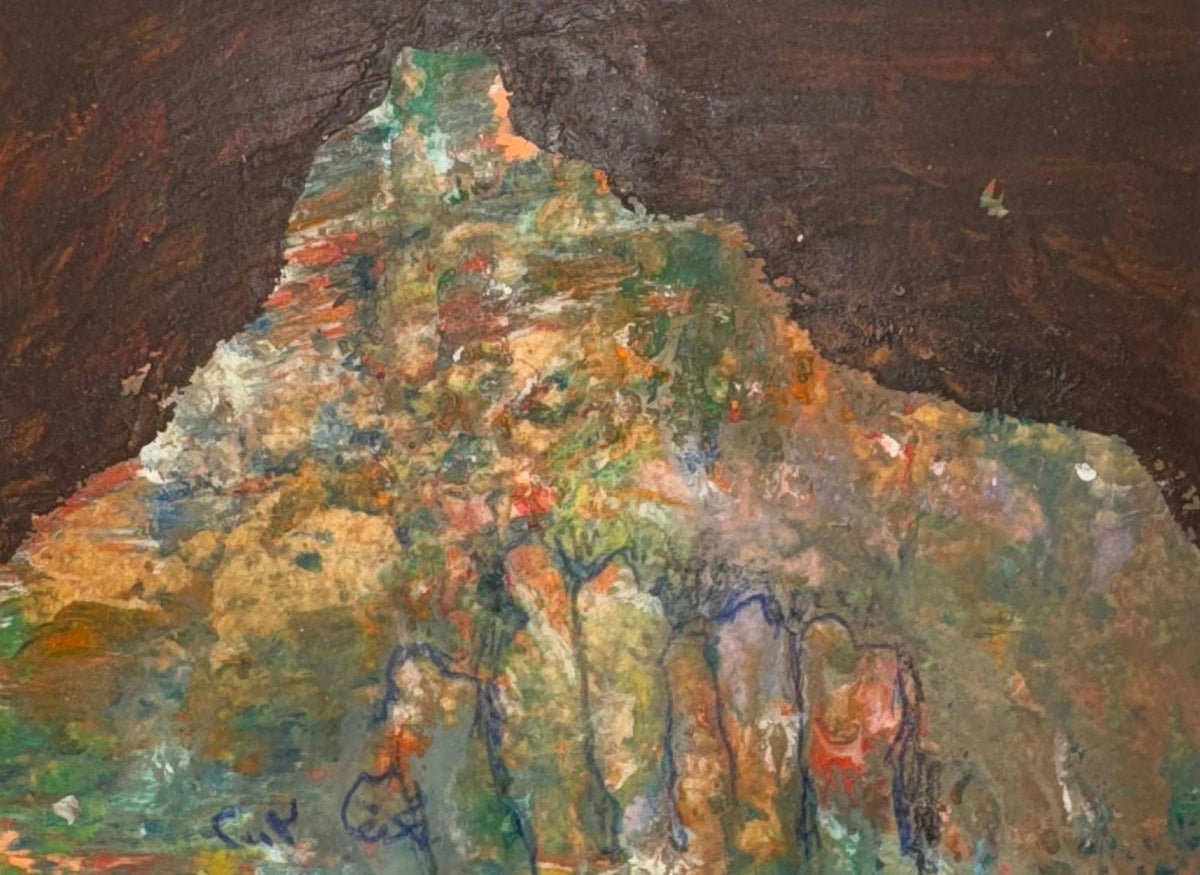Original Mixed media 'Textured Rocky Mountain Form' by Mohammad Bushnaq