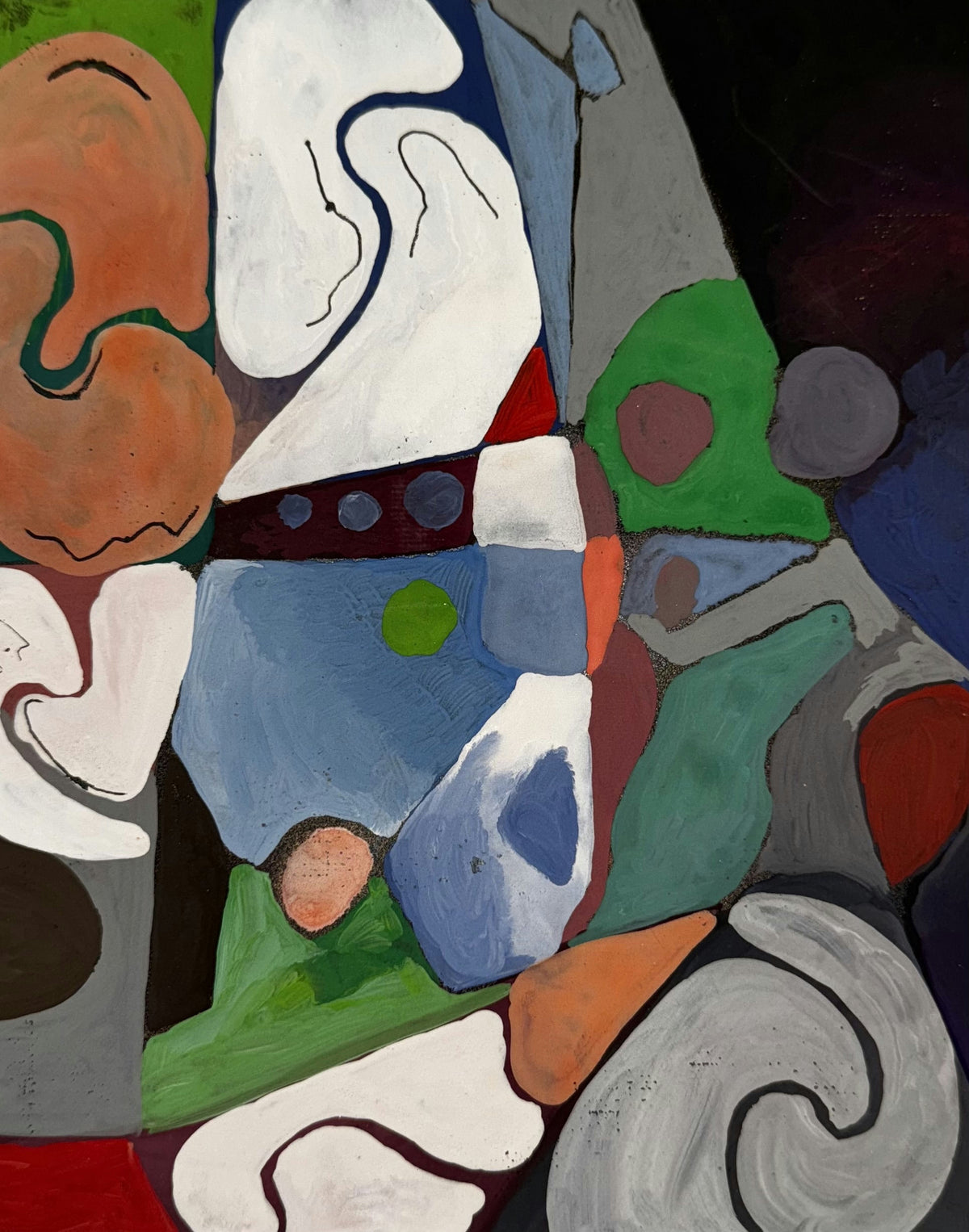 Original Mixed media 'Abstract Figures in Bold Colors' by Mohammad Bushnaq