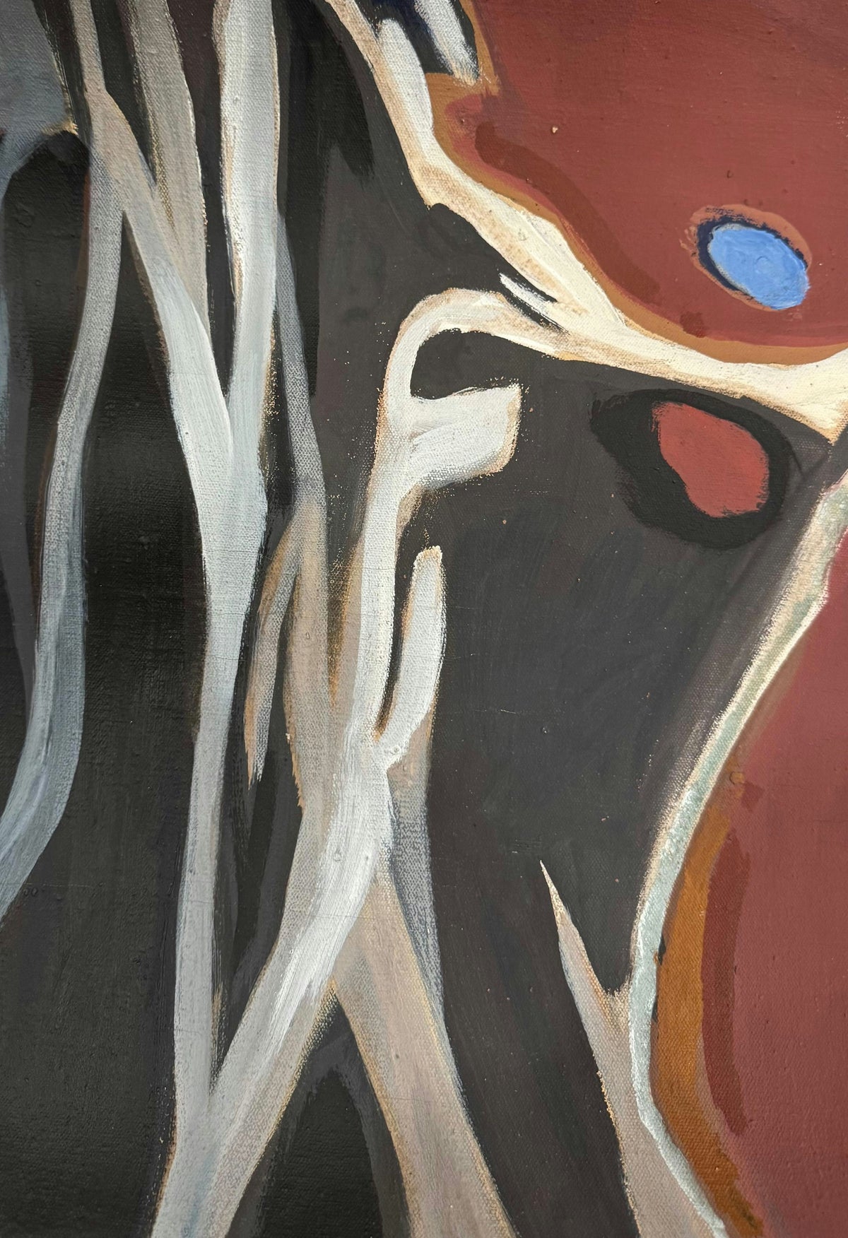 Original Oil 'Abstract Figure with White Lines' by Mohammad Bushnaq