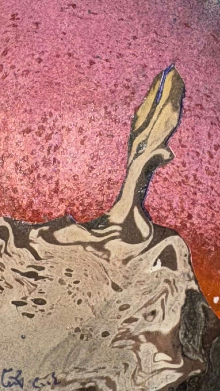 Original Mixed media 'Bird Rising Against Pink Sky' by Mohammad Bushnaq