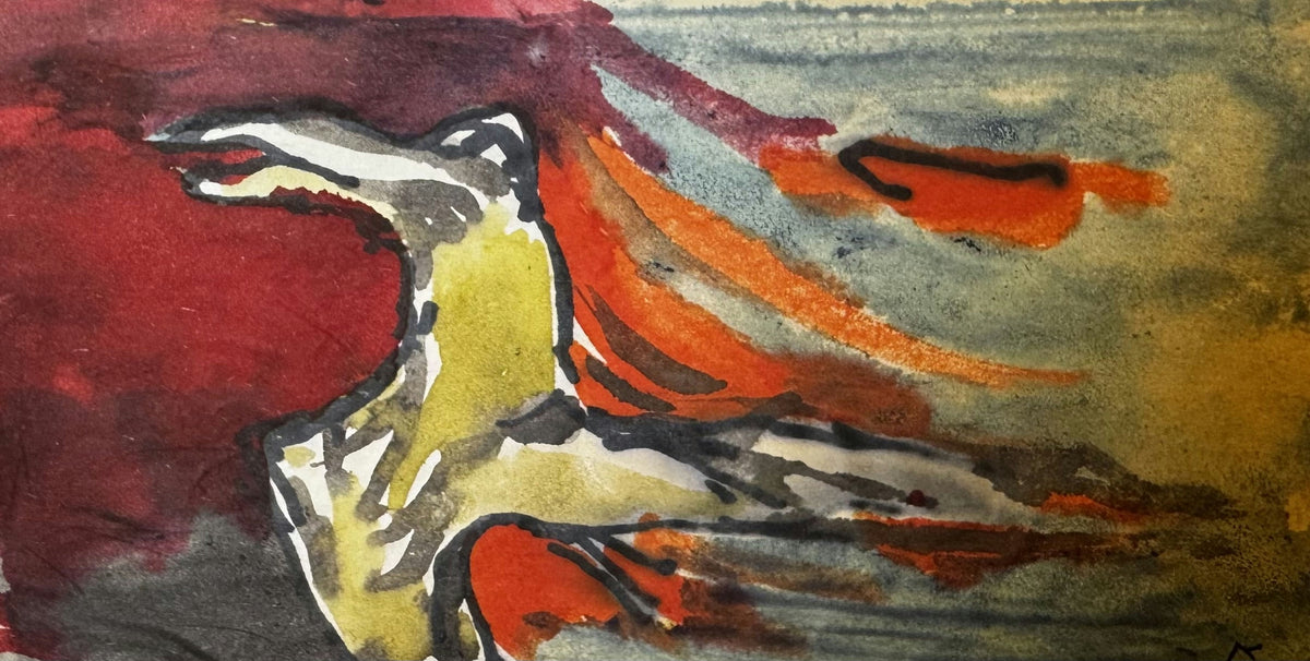 Original Mixed media 'Rearing Horse in Motion' by Mohammad Bushnaq