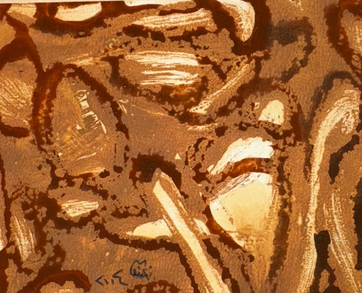 Original Mixed media 'Abstract Brown and White Gestural Forms' by Mohammad Bushnaq