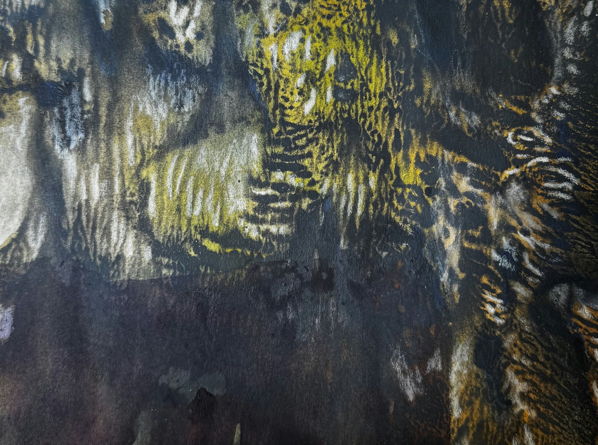 Original Mixed media 'Dark Textured Abstract Mixed Media' by Mohammad Bushnaq