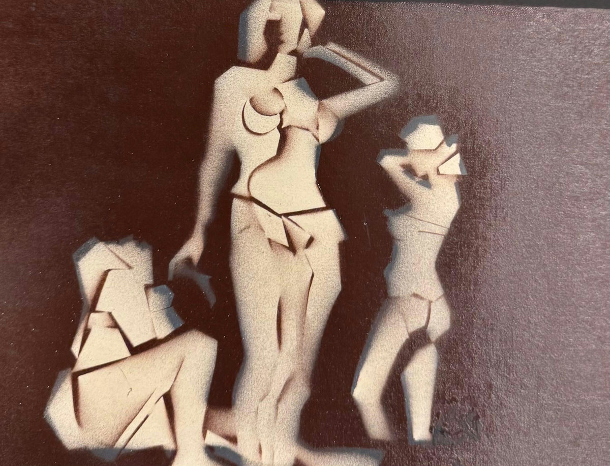 Original Mixed media 'Three Fragmented Human Figures' by Mohammad Bushnaq