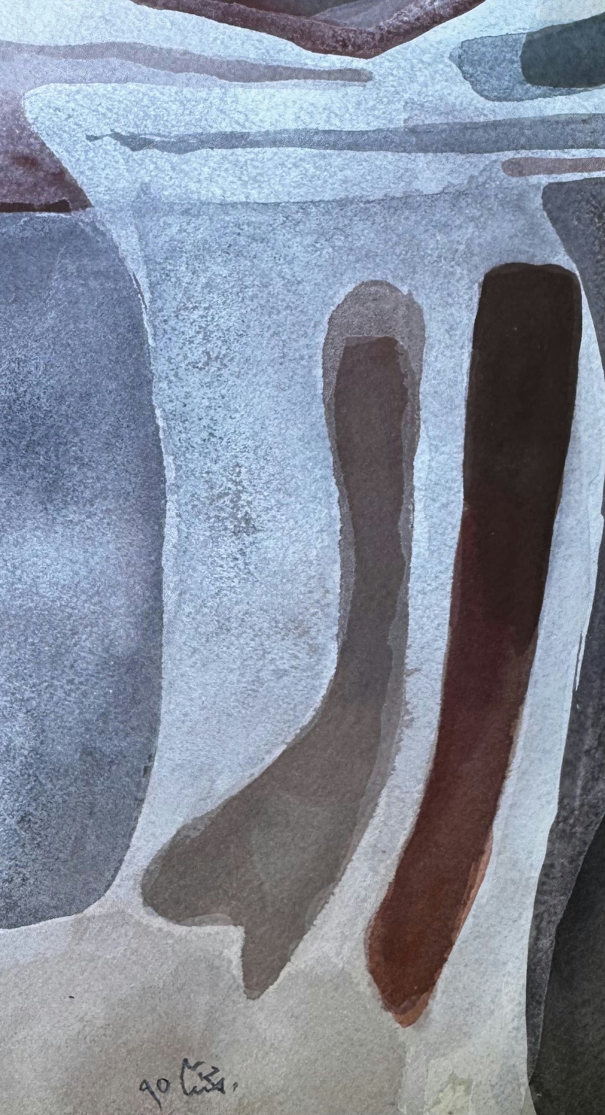 Original Mixed media 'Abstract Grey and Brown Forms' by Mohammad Bushnaq
