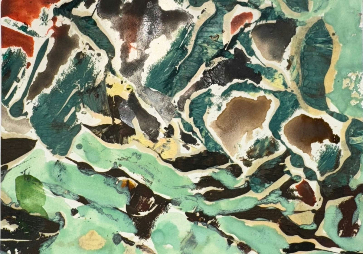 Original Mixed media 'Green Black Abstract Mixed Media' by Mohammad Bushnaq