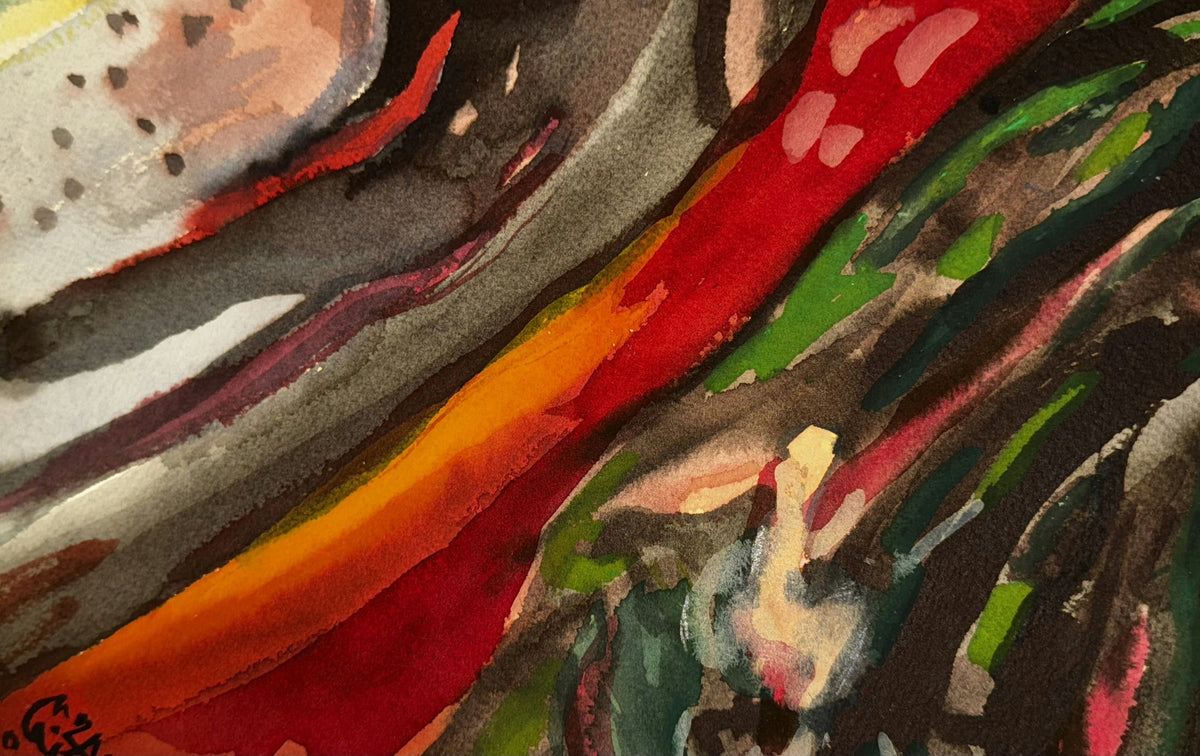 Original Mixed media 'Bold Abstract Flowing Colour Bands' by Mohammad Bushnaq