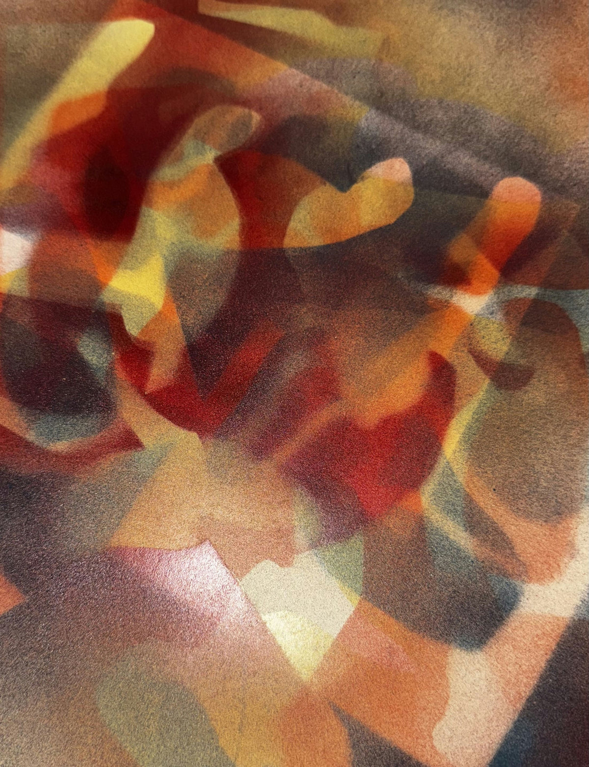 Original Mixed media 'Warm Abstract Color Forms' by Mohammad Bushnaq