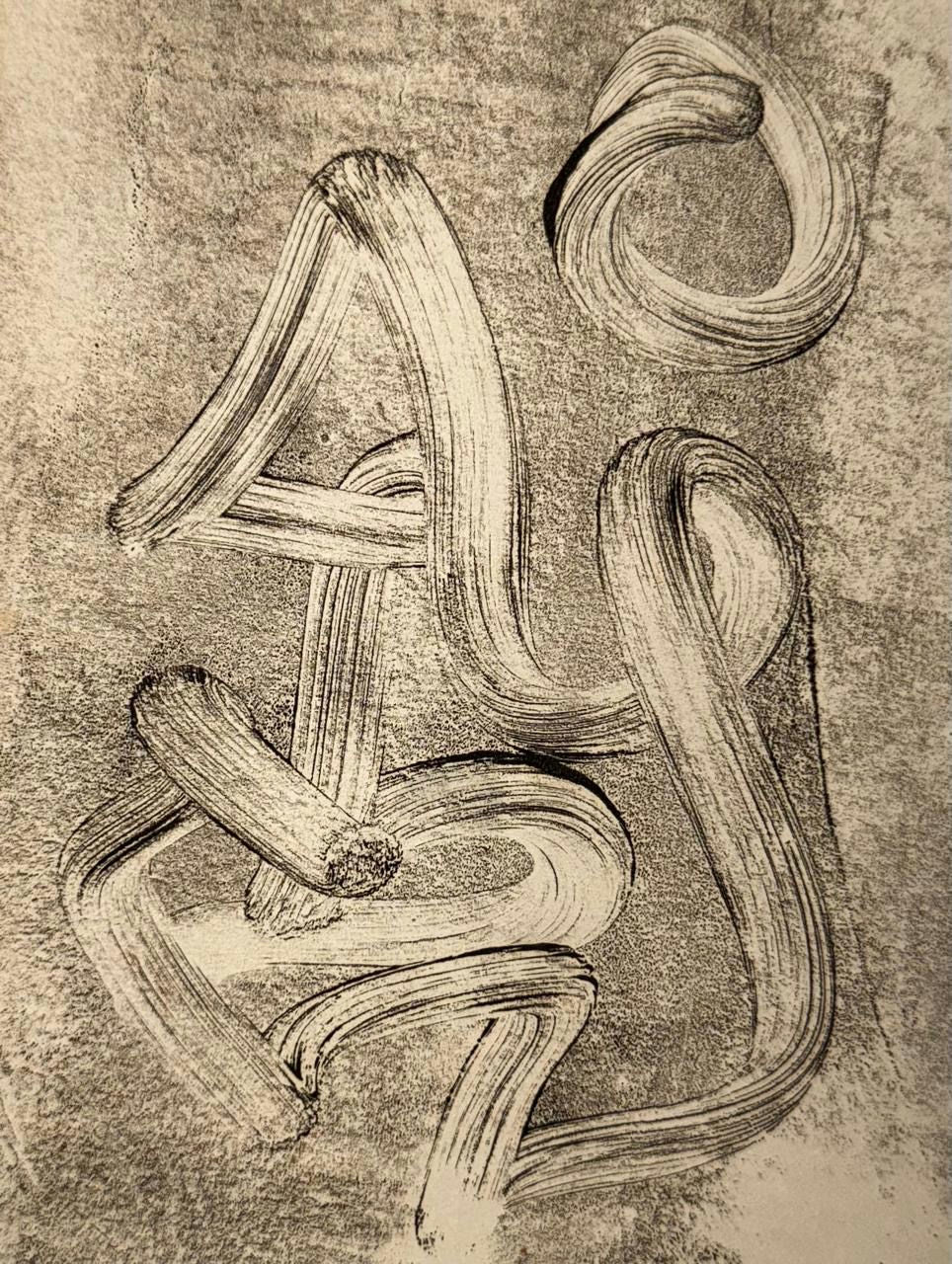 Original Mixed media 'Abstract Calligraphic Brushstrokes on Paper' by Mohammad Bushnaq