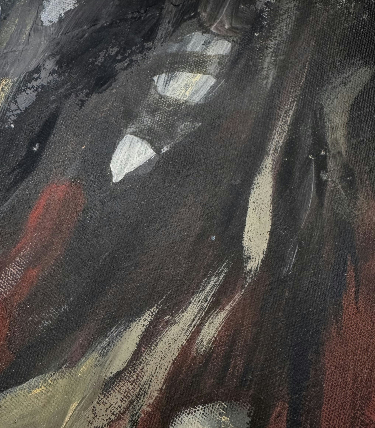 Original Mixed media 'Dark Abstract Forms in Black and Red' by Mohammad Bushnaq