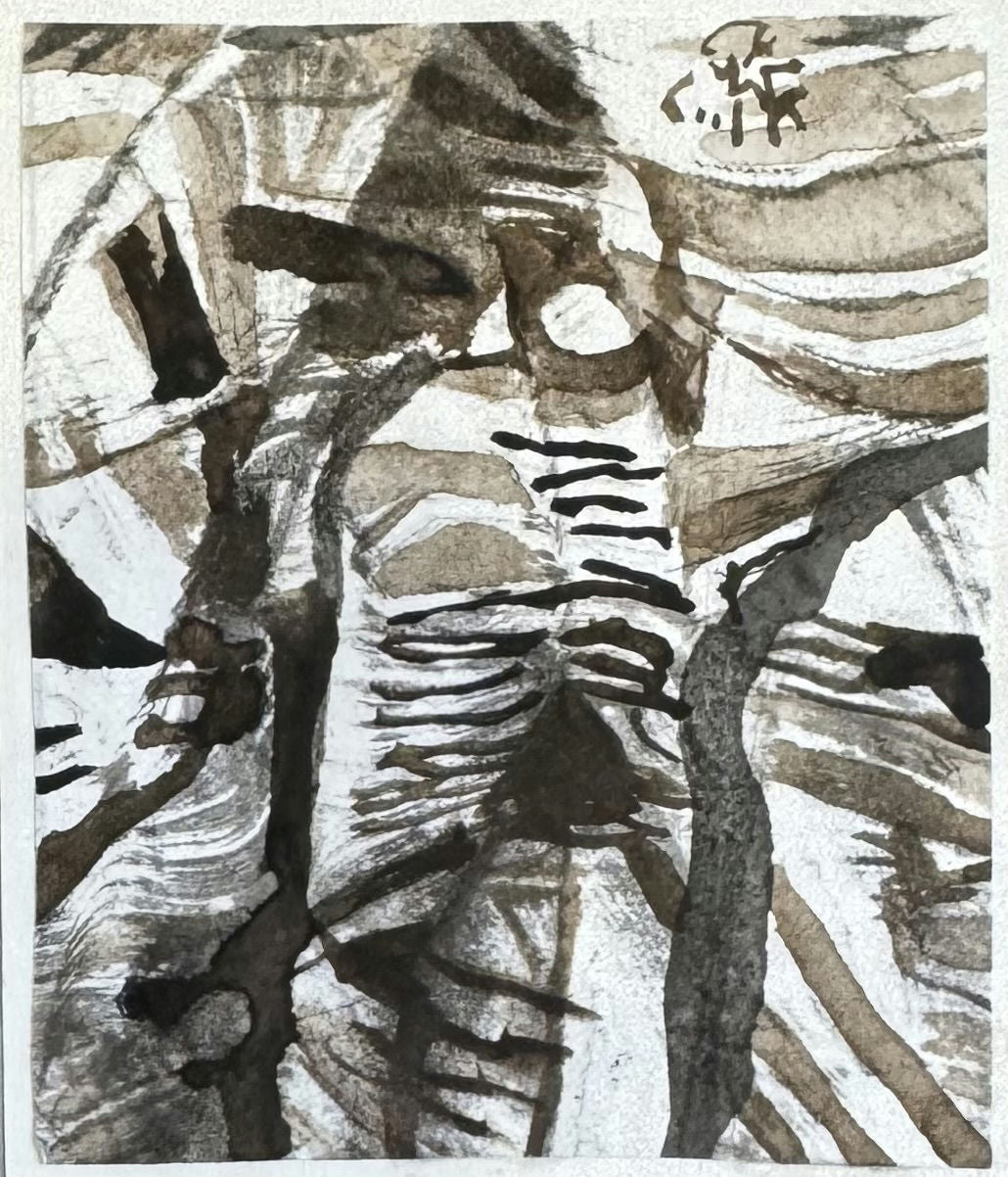 Original Acrylic 'Abstract Brown and Black Forms' by Mohammad Bushnaq