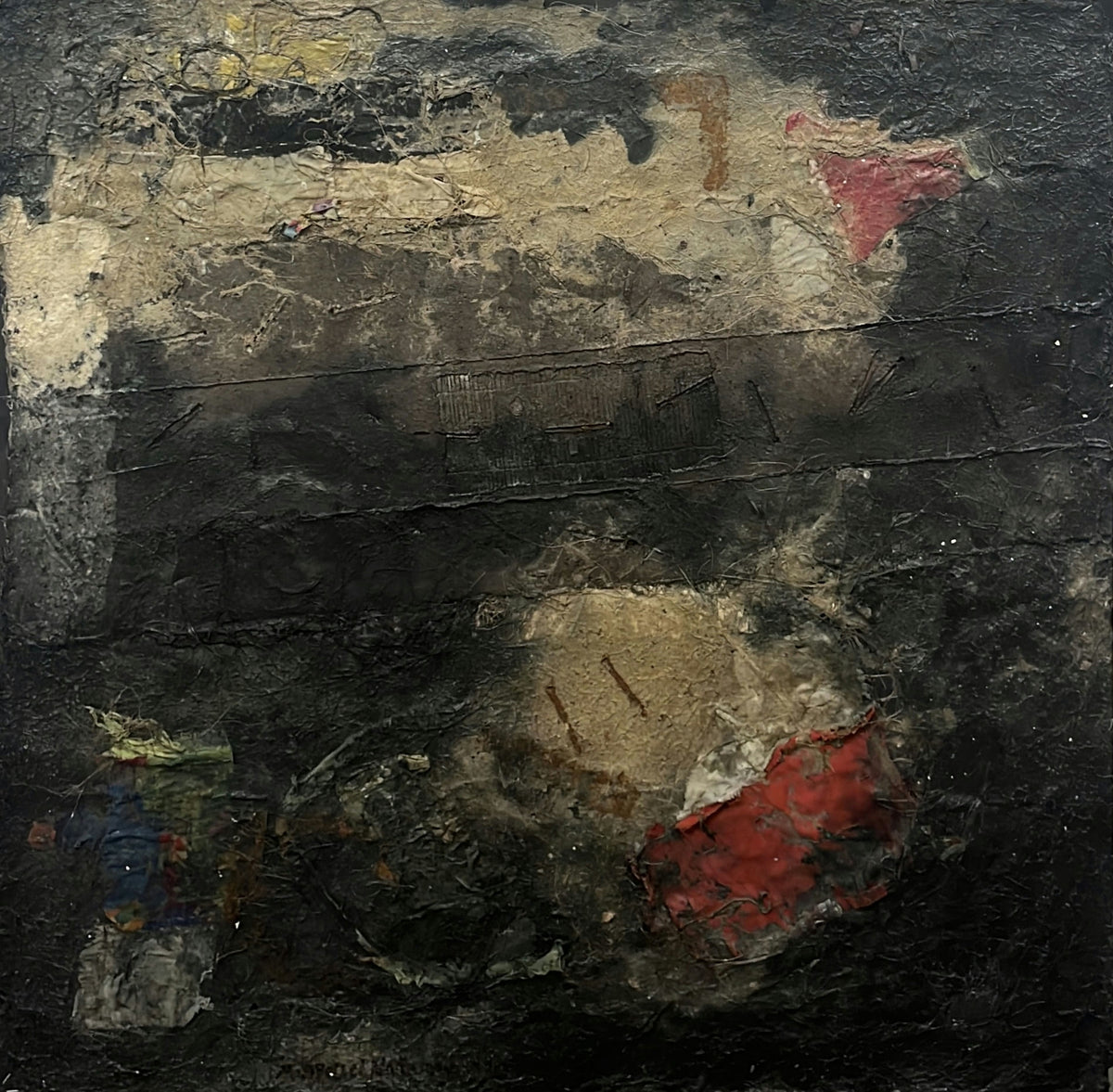 Original Mixed media 'Dark Textured Abstract Mixed Media' by Mohammad Abu AlNaja