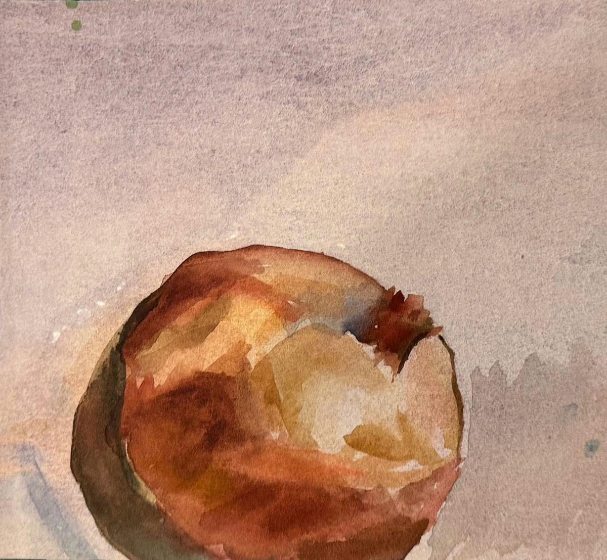Original Watercolor 'Single Onion Still Life' by Mohammad Bushnaq