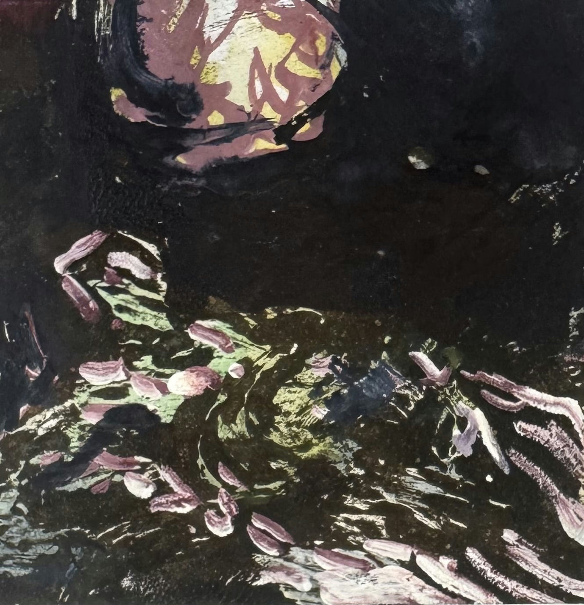 Original Acrylic 'Dark Abstract Figure on Black' by Mohammad Bushnaq