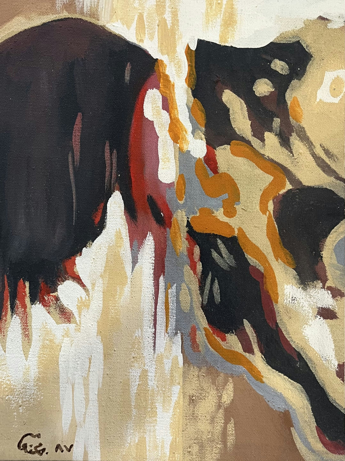 Original Mixed media 'Abstract Figures in Earthy Tones' by Mohammad Bushnaq