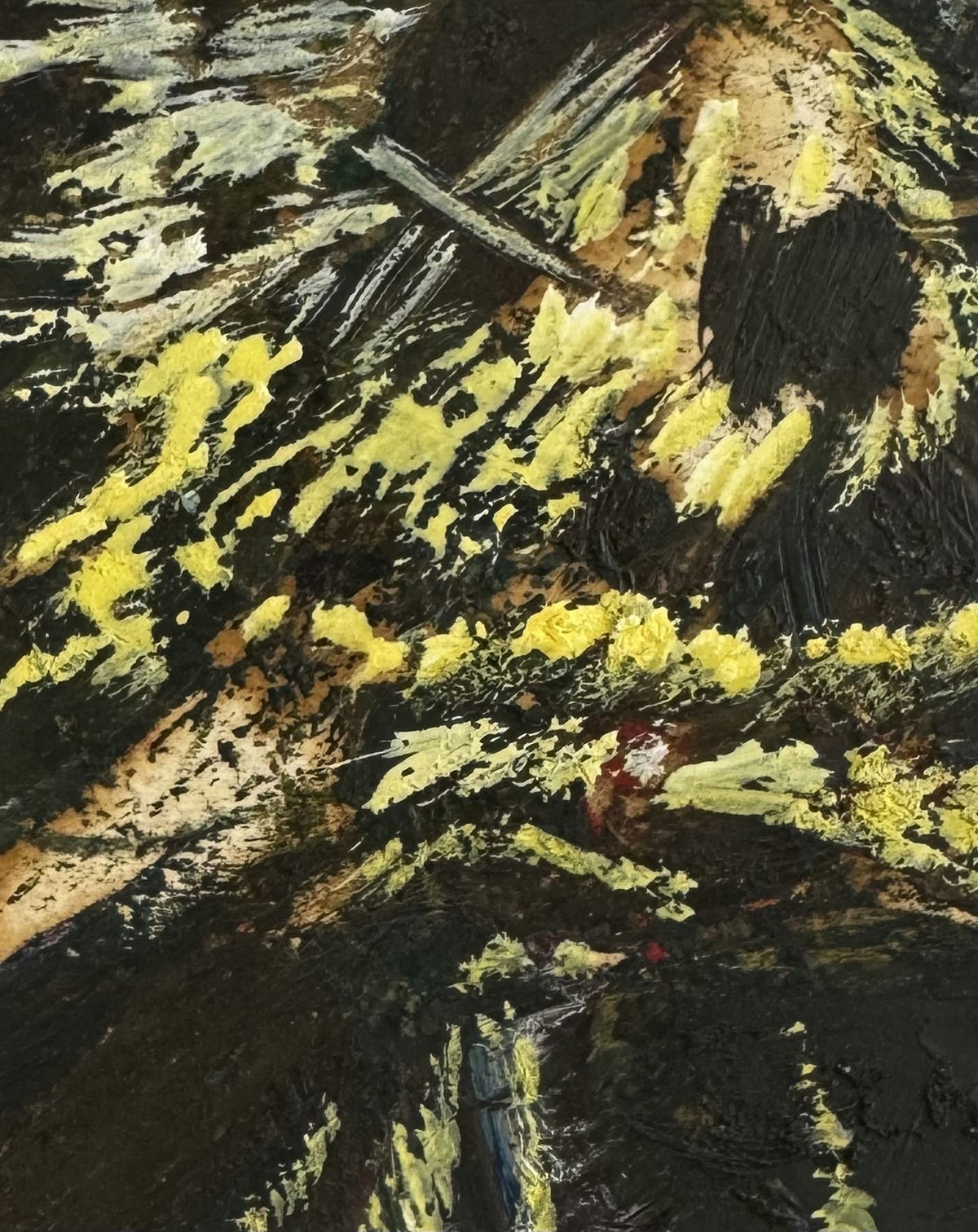 Original Mixed media 'Abstract Yellow and Black Mixed Media' by Mohammad Bushnaq