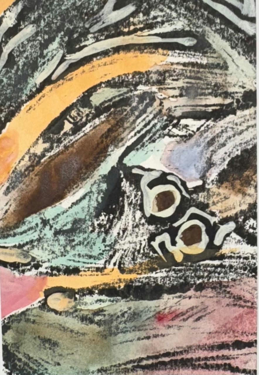 Original Mixed media 'Abstract Layered Forms in Dark Tones' by Mohammad Bushnaq