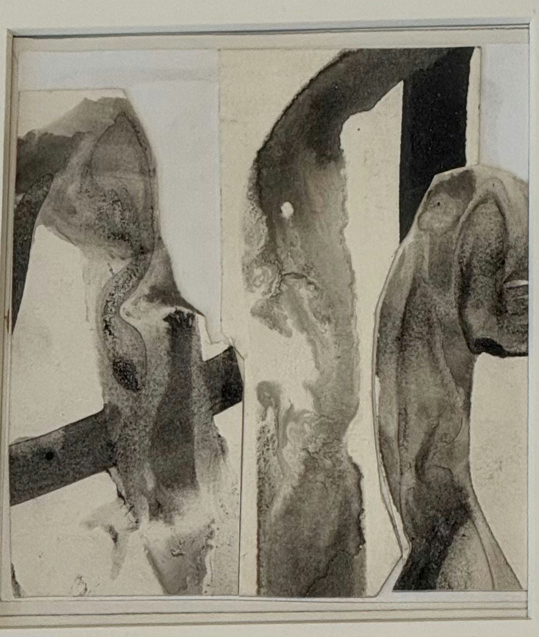 Original Watercolor 'Abstract Dark Forms on White' by Mohammad Bushnaq