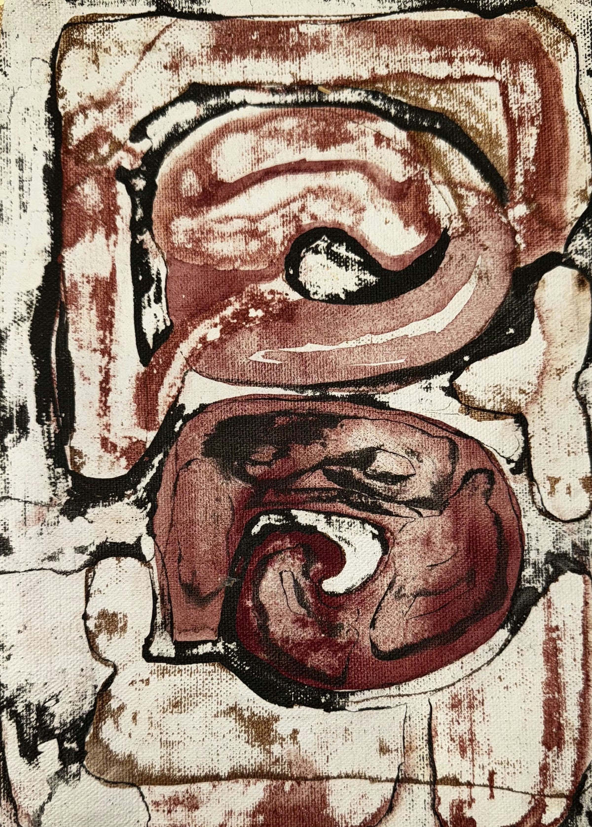 Original Mixed media 'Abstract Swirling Forms in Brown' by Mohammad Bushnaq