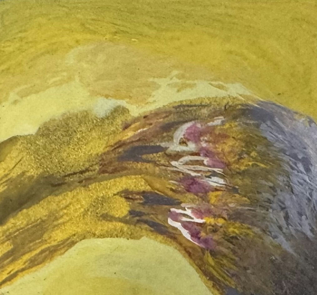 Original Acrylic 'Golden Landscape with Purple Accents' by Mohammad Bushnaq