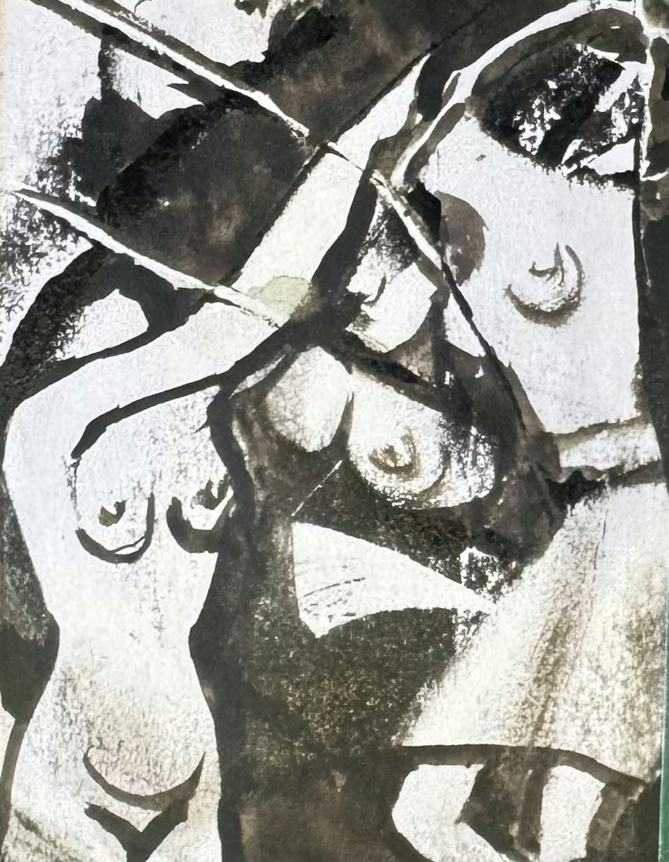 Original Acrylic 'Abstract Female Figures in Monochrome' by Mohammad Bushnaq